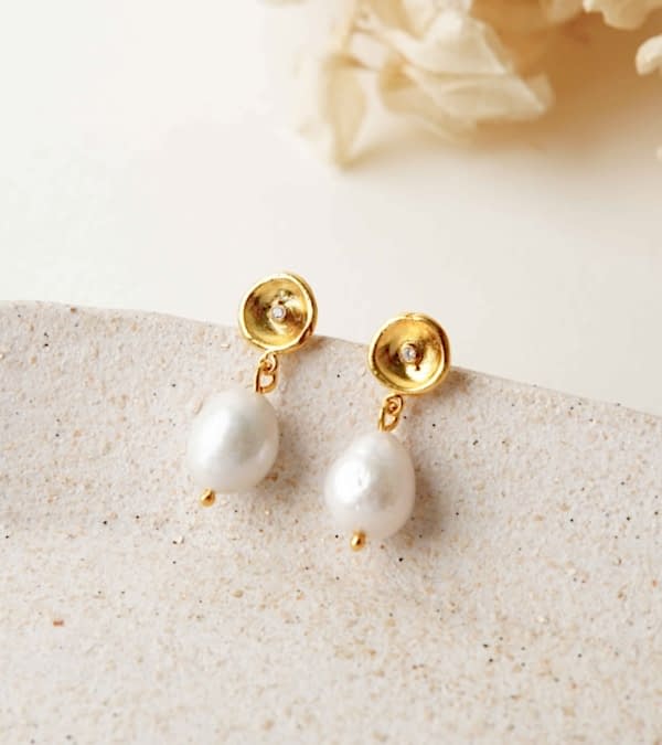 İnci ve Zirkon Gümüş Küpe