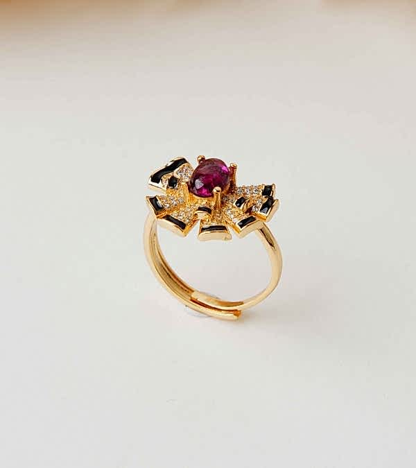 Garnet, Zirkon Taşlı Gümüş Yüzük