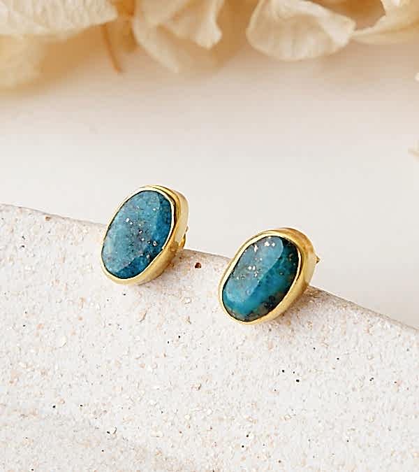 Firuze Taşlı Gümüş Küpe