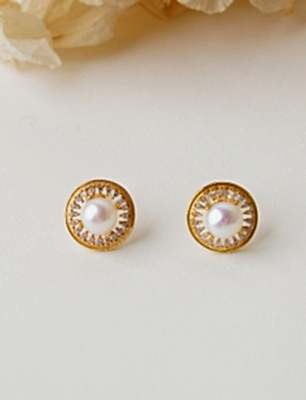 İnci ve Zirkon Taşlı Gümüş Küpe