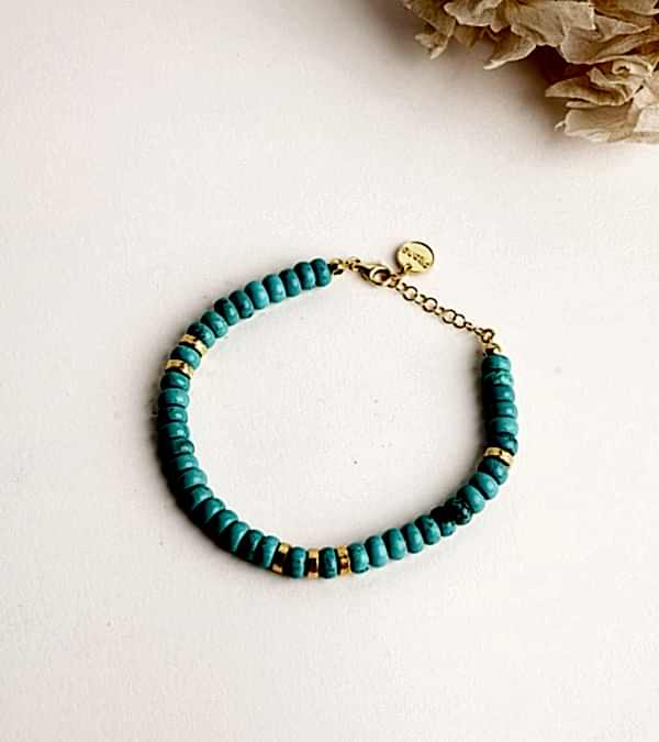 Turkuaz Taşlı Gümüş Bileklik