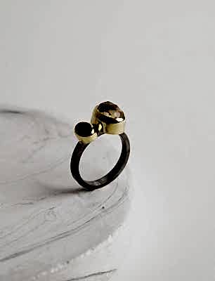 Sitrin ve Tanzanit Taşlı Gümüş Yüzük