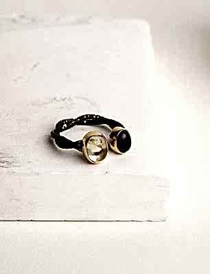 Kuvars ve Ametist Taşlı Gümüş Yüzük