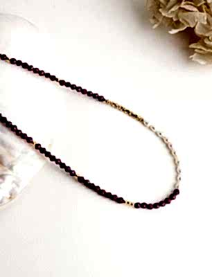 Garnet ve İncili Gümüş Kolye