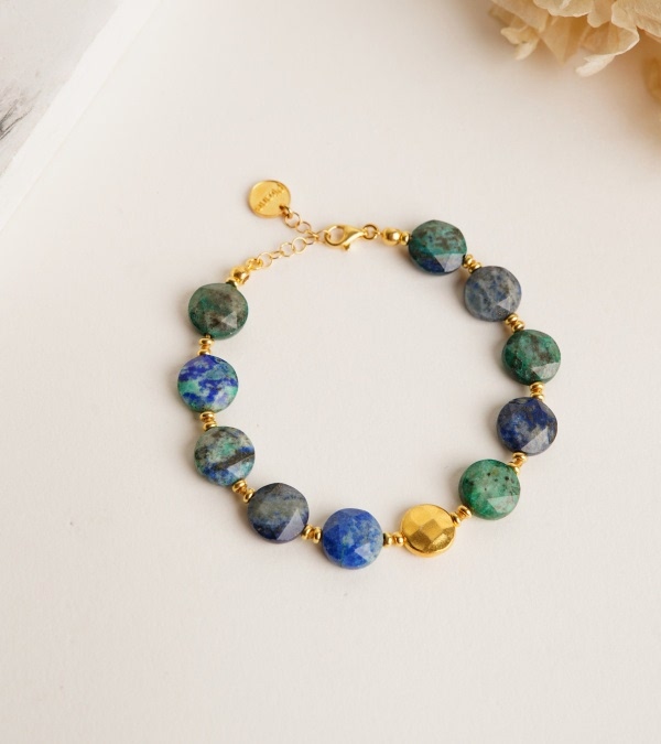 Azurit Taşı Gümüş Bileklik