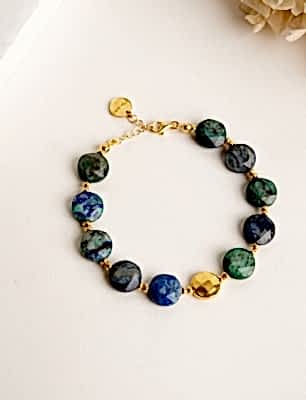 Azurit Taşı Gümüş Bileklik