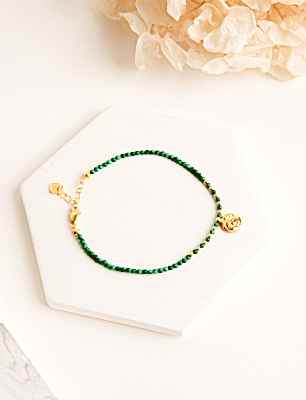 Antik Figürlü Malahit Taşlı Gümüş Bileklik