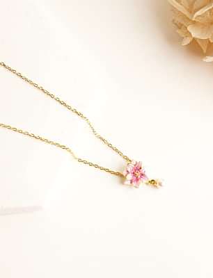 Mineli Çiçek Gümüş Kolye