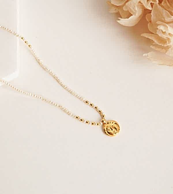 Antik Tasarım İnci Gümüş Kolye