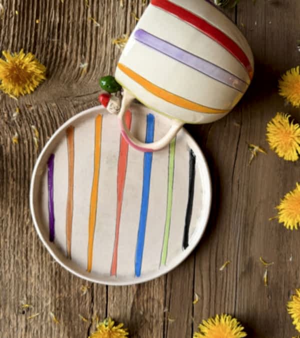 Çizgili Kahve Mug Set