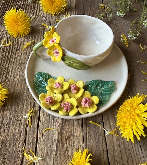 Sarı Çiçekler Türk Kahvesi Fincan Set