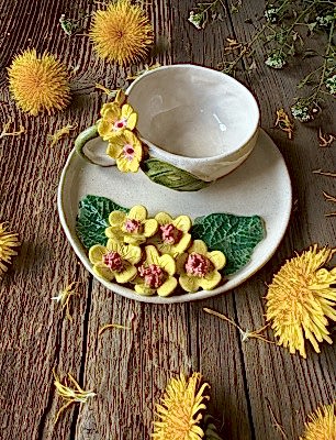 Sarı Çiçekler Türk Kahvesi Fincan Set