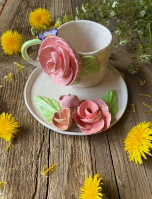 Pembe Gül Kahve Mug Set