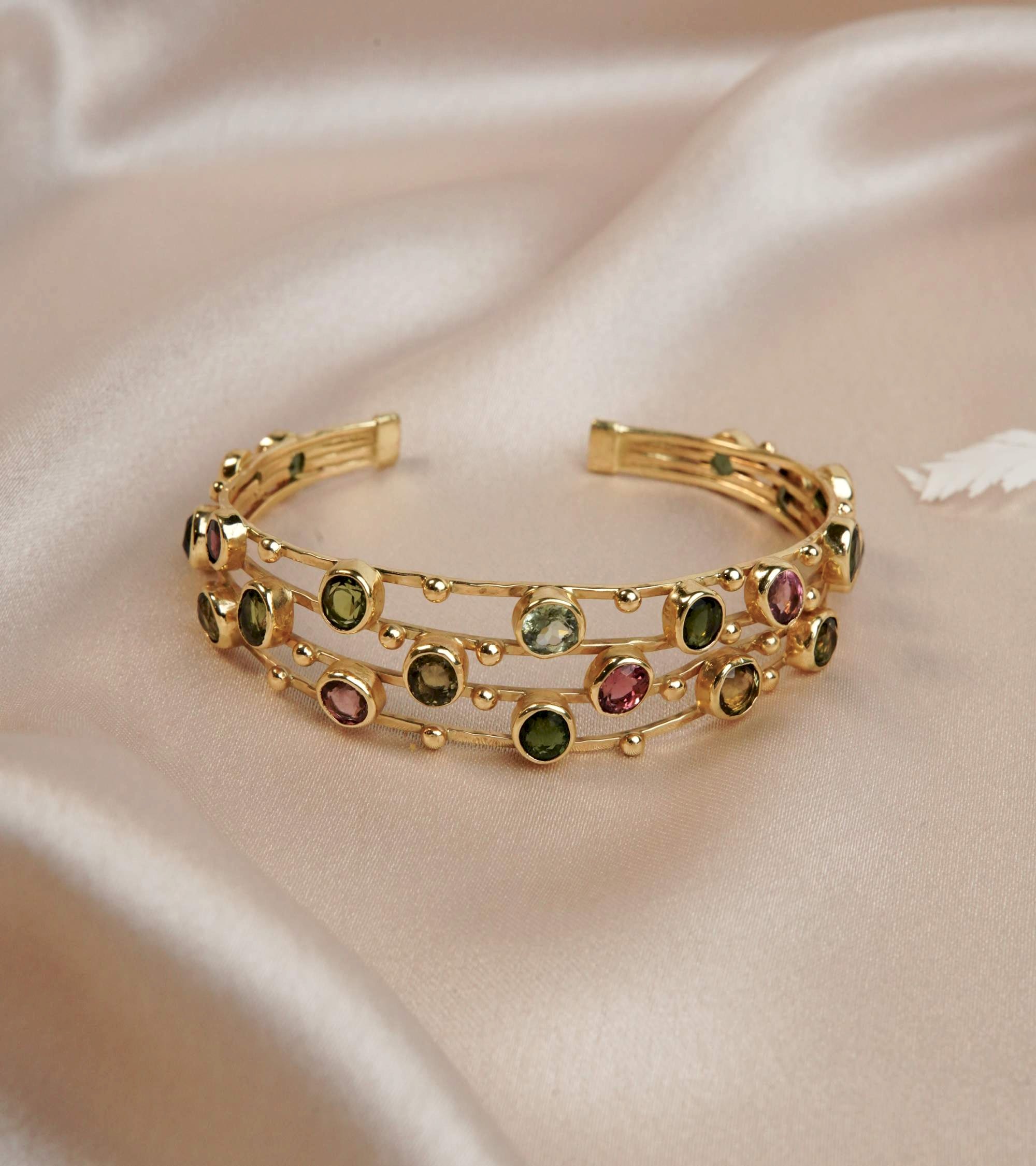 Fasetli Turmalin 14K Altın Bileklik