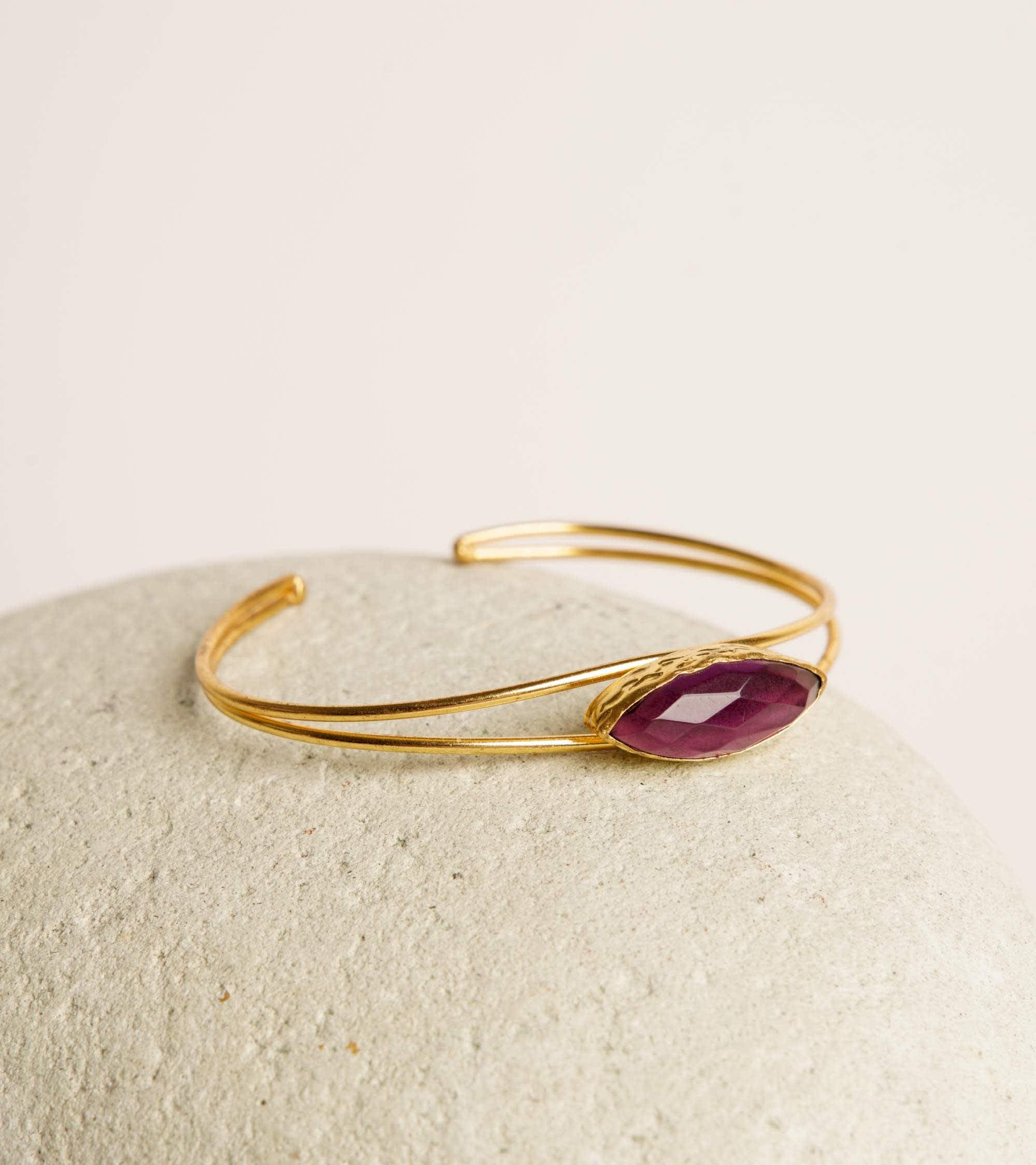 Ametist Taşlı Pirinç Bileklik