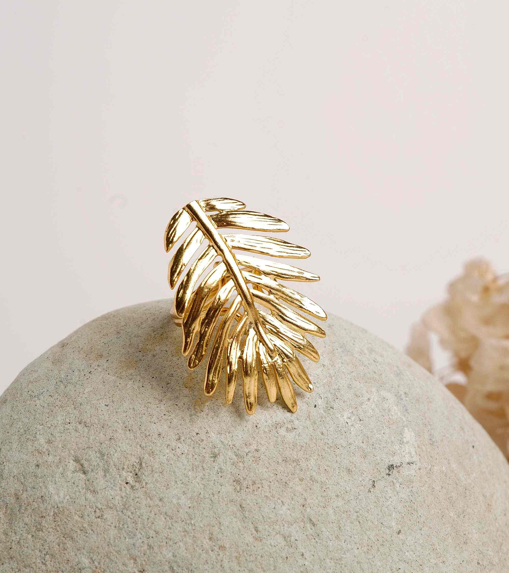 Yaprak Tasarım Pirinç Yüzük